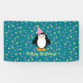 Happy Birthday Niedlich Cartoon Party Pinguin Banner (Horizontal)