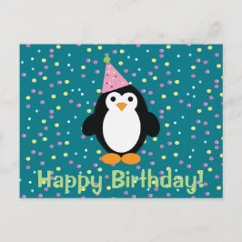 Happy Birthday Niedlich Cartoon Party Pinguin Postkarte