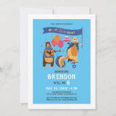 Happy Birthday Niedlich Cartoon Tiere Einladung (Vorderseite)