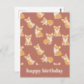 Happy Birthday Niedlich Corgi Muster für Hund Love Postkarte (Vorne/Hinten)