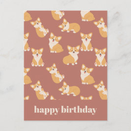 Happy Birthday Niedlich Corgi Muster für Hund Love Postkarte