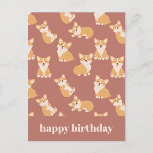 Happy Birthday Niedlich Corgi Muster für Hund Love Postkarte (Vorderseite)