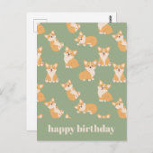 Happy Birthday Niedlich Corgi Muster für Hund Love Postkarte (Vorne/Hinten)