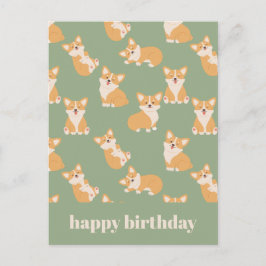 Happy Birthday Niedlich Corgi Muster für Hund Love Postkarte