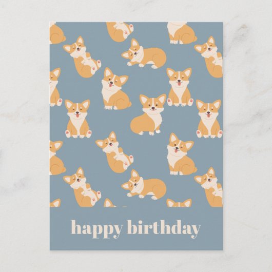 Happy Birthday Niedlich Corgi Muster für Hund Love Postkarte (Vorderseite)