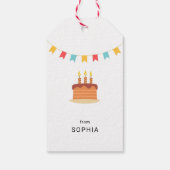 Happy Birthday Niedlich Dinosaur Cake Balloon Part Geschenkanhänger (Rückseite)