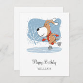 Happy Birthday Niedlich Dog Puppy Ice Skaten Fun C (Vorne/Hinten)