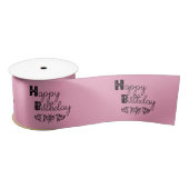 Happy Birthday Niedlich Doodle Typografie Pink Satinband (Spule)