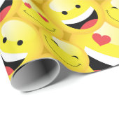 Happy Birthday Niedlich Emoji Party Geschenkpapier (Rolleneckpunkt)