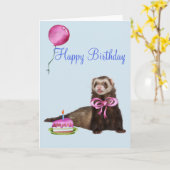 Happy Birthday Niedlich Ferret Cake Ballon Karte (Gelbe Blume)