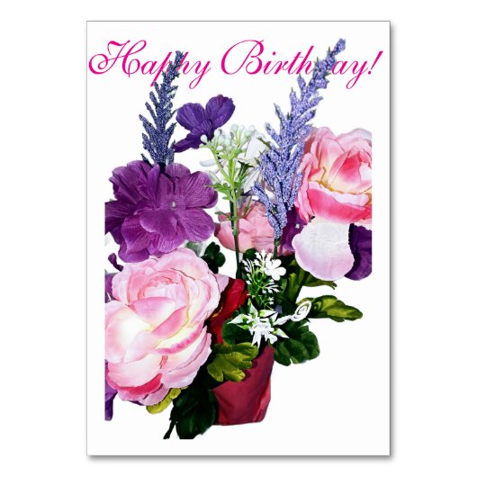 Happy Birthday niedlich floral Card tablecard Tischnummer (Vorderseite)