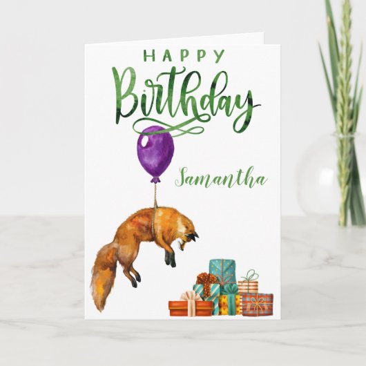 Happy Birthday Niedlich Fox Personalisiert Karte (Vorderseite)
