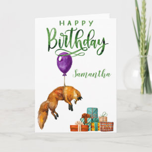 Happy Birthday Niedlich Fox Personalisiert Karte