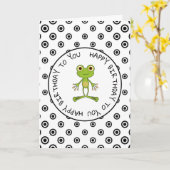 Happy Birthday Niedlich Frog Black and White Card Karte (Gelbe Blume)