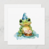 Happy Birthday Niedlich Frosch Einladung (Vorne/Hinten)