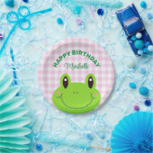 Happy Birthday Niedlich Frosch Pink Pappteller (Party)