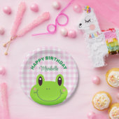 Happy Birthday Niedlich Frosch Pink Pappteller (Party)