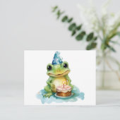 Happy Birthday Niedlich Frosch Postkarte (Stehend Vorderseite)