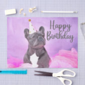 Happy Birthday Niedlich Funny French Bulldog Seidenpapier (Handwerk)