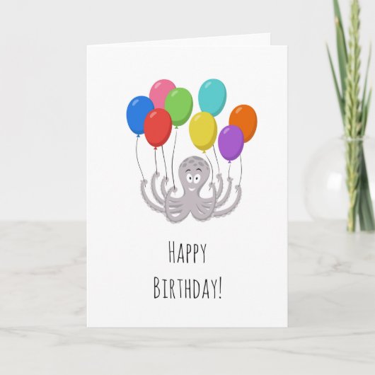 Happy Birthday Niedlich Funny Octopus Cartoon Ball Karte (Vorderseite)