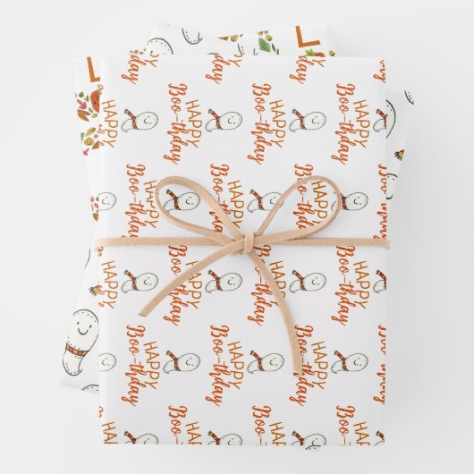 Happy Birthday Niedlich Ghosts Geschenkpapier Set (Beispiel)