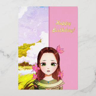 Happy Birthday Niedlich Girl Anime Einladung