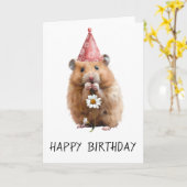 Happy Birthday Niedlich Hamster Karte (Gelbe Blume)