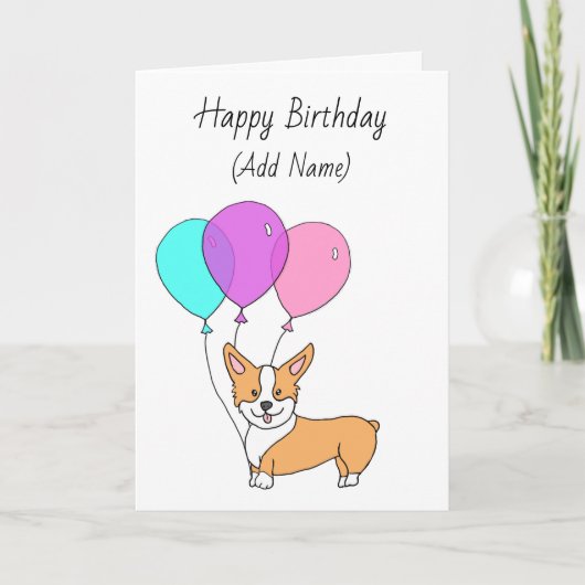 Happy Birthday Niedlich Hand Drawn Corgi Karte (Vorderseite)