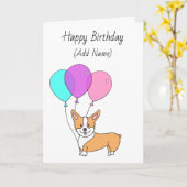Happy Birthday Niedlich Hand Drawn Corgi Karte (Gelbe Blume)