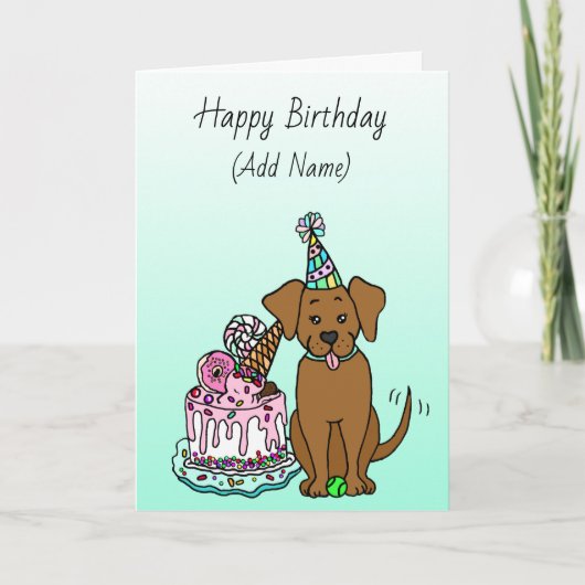 Happy Birthday Niedlich Hand Drawn Labrador Karte (Vorderseite)