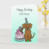 Happy Birthday Niedlich Hand Drawn Labrador Karte (Gelbe Blume)