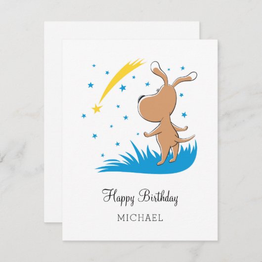 Happy Birthday Niedlich Hund Welpe Shooting Star C (Vorne/Hinten)