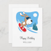 Happy Birthday Niedlich Hund Welpe Snowboard Sport (Vorne/Hinten)