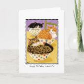 Happy Birthday Niedlich Katzen in Bowls Custom Karte (Vorderseite)