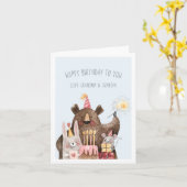 Happy Birthday | Niedlich Kids Party Tiere Karte (Gelbe Blume)