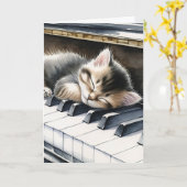 Happy Birthday | Niedlich Kitten on Piano Keys Karte (Gelbe Blume)