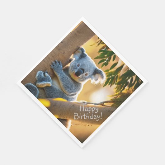 Happy Birthday Niedlich Koala Bär Serviette (Ecke)