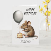Happy Birthday Niedlich Mouse Personalisiert Karte (Gelbe Blume)