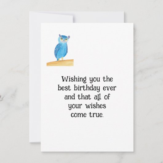 Happy Birthday Niedlich Owl Grußkarten (Rückseite)