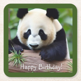 Happy Birthday Niedlich Panda Bear Rechteckiger Pappuntersetzer