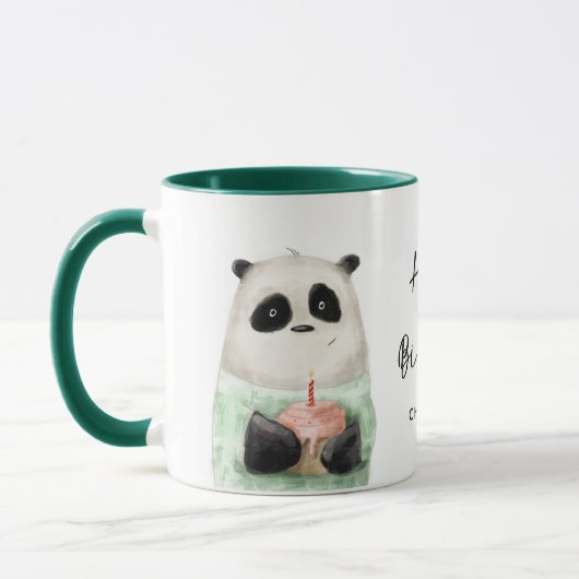 Happy Birthday Niedlich Panda Cake Personalisiert  Tasse (Links)