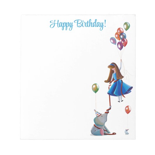 Happy Birthday Niedlich Party Balloons Notepad Notizblock (Vorderseite)