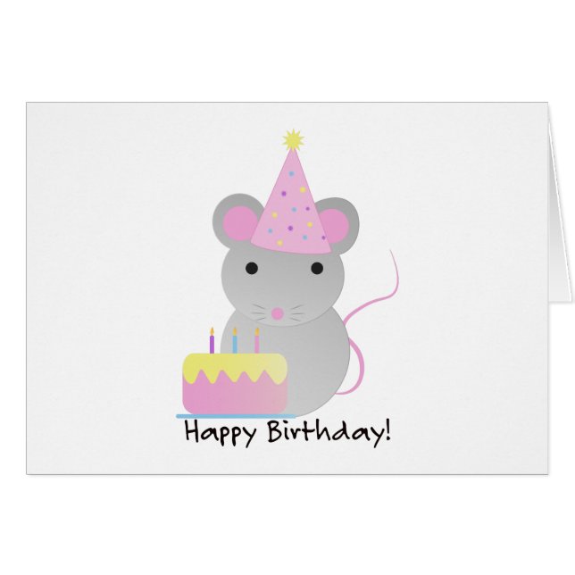Happy Birthday Niedlich Party Mouse (Vorderseite (Horizontal))