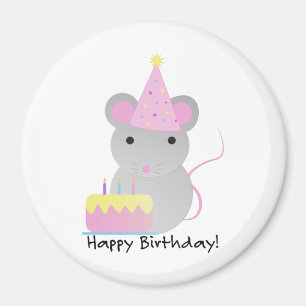 Happy Birthday Niedlich Party Mouse Magnet