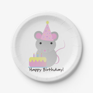 Happy Birthday Niedlich Party Mouse Pappteller