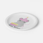 Happy Birthday Niedlich Party Mouse Pappteller (Schrägansicht)