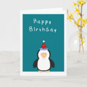 Happy Birthday Niedlich Pinguin Karte (Gelbe Blume)