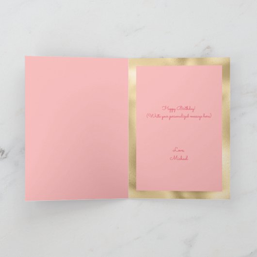 Happy Birthday Niedlich Pink Ballon Gold Typografi Karte (Innenseite)