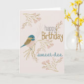 Happy Birthday Niedlich Pink Chickadee Floral Karte (Gelbe Blume)