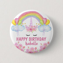 Happy Birthday Niedlich Pink Unicorn Regenbogen Fl